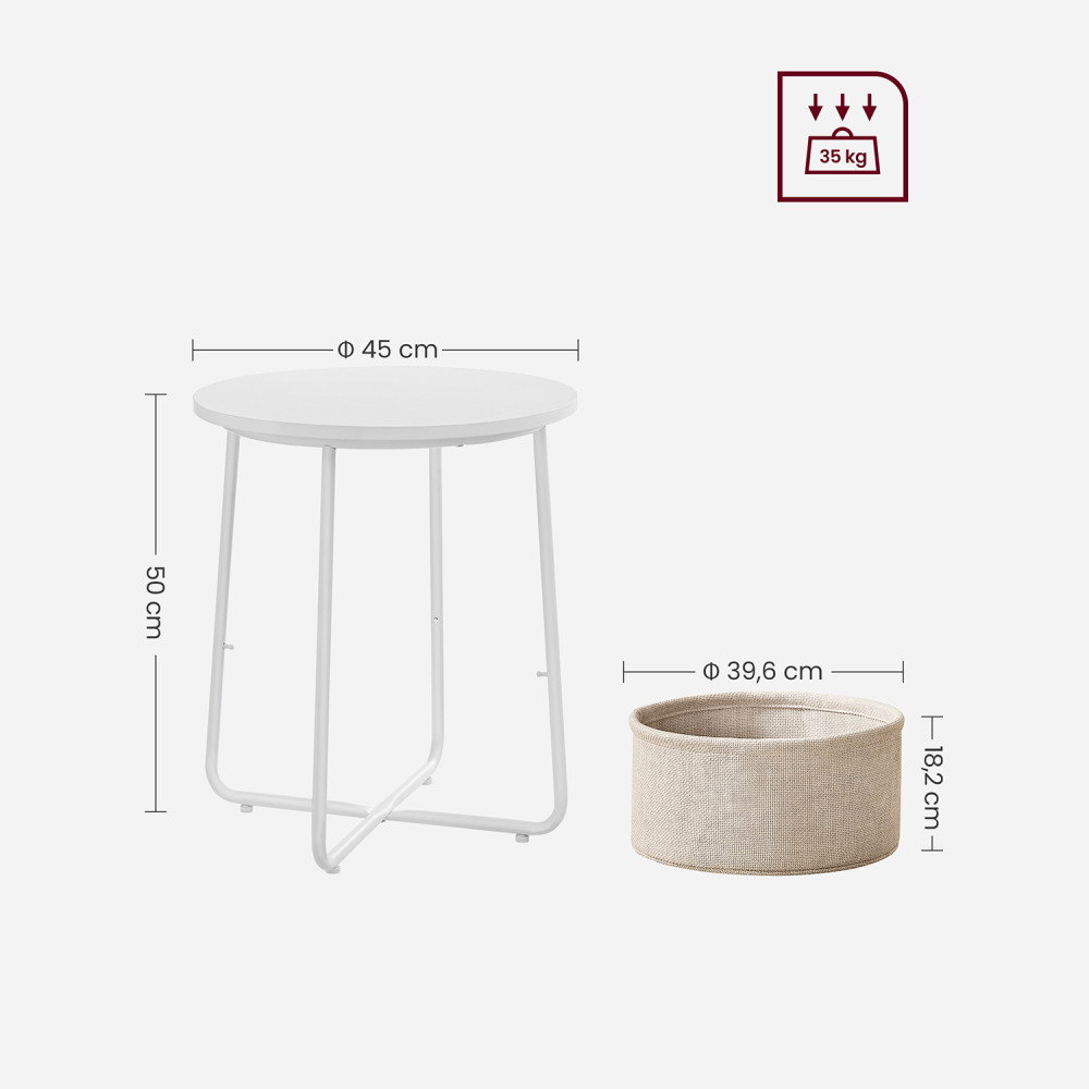 Produktbild för End Table White, Beige 45×45×51cm