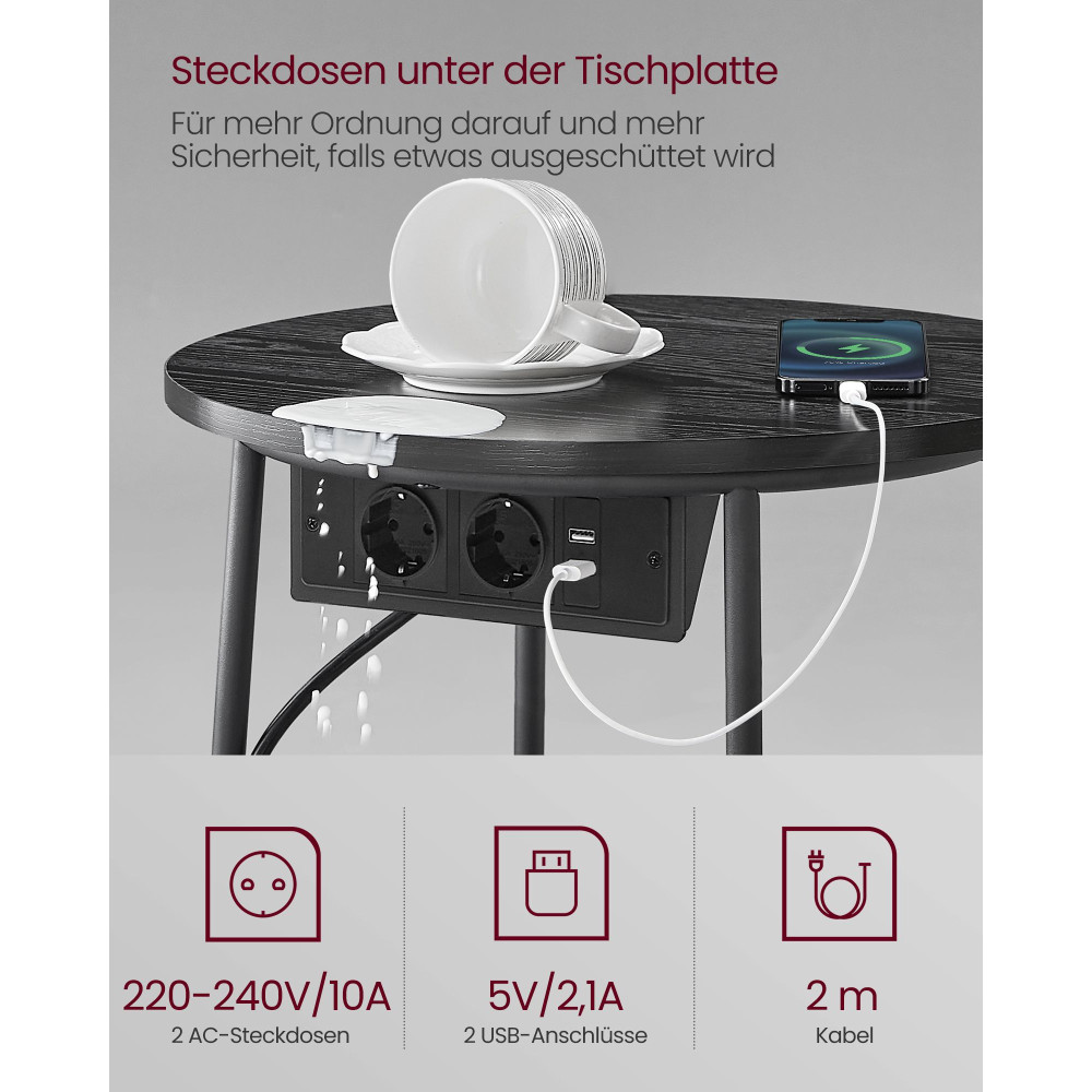 Produktbild för End Table Black 45x45x50cm