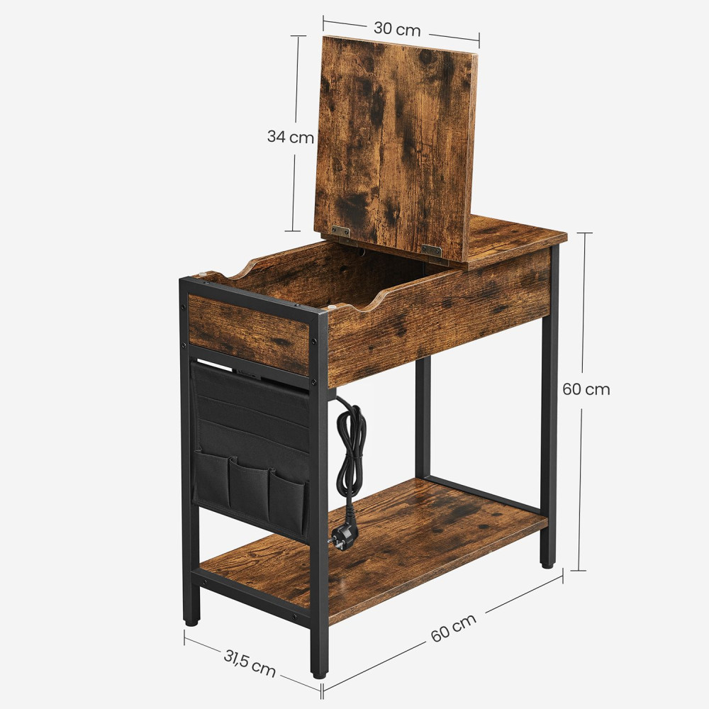 Produktbild för End Table Black, Antique Color 60x32x60cm