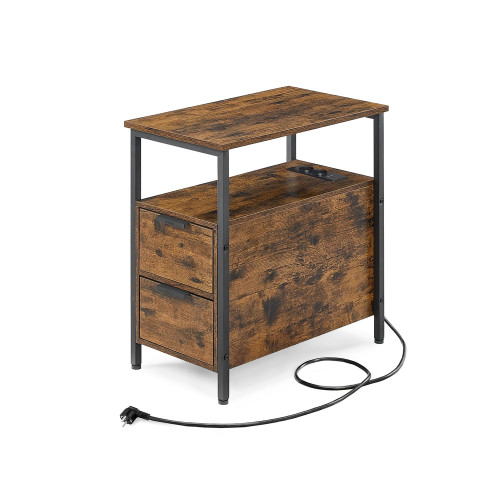 VASAGLE End Table Yellowish Brown 60x35x60cm