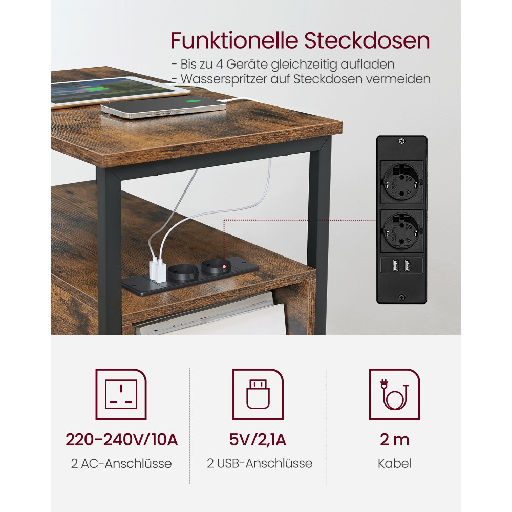 Produktbild för End Table Yellowish Brown 60x35x60cm