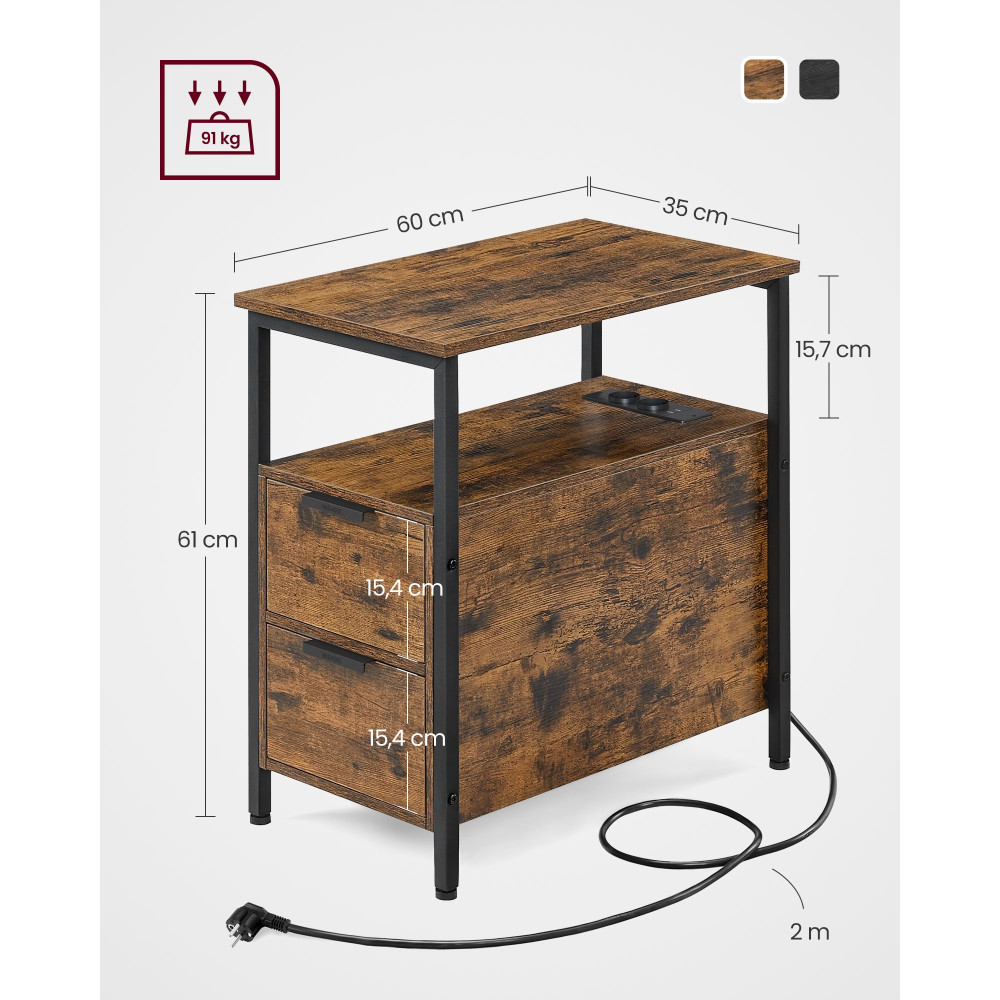 Produktbild för End Table Yellowish Brown 60x35x60cm