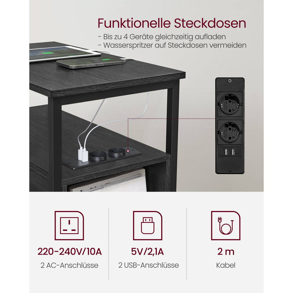Produktbild för End Table Black 60x35x60cm