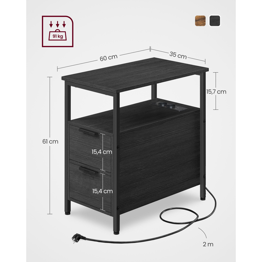 Produktbild för End Table Black 60x35x60cm
