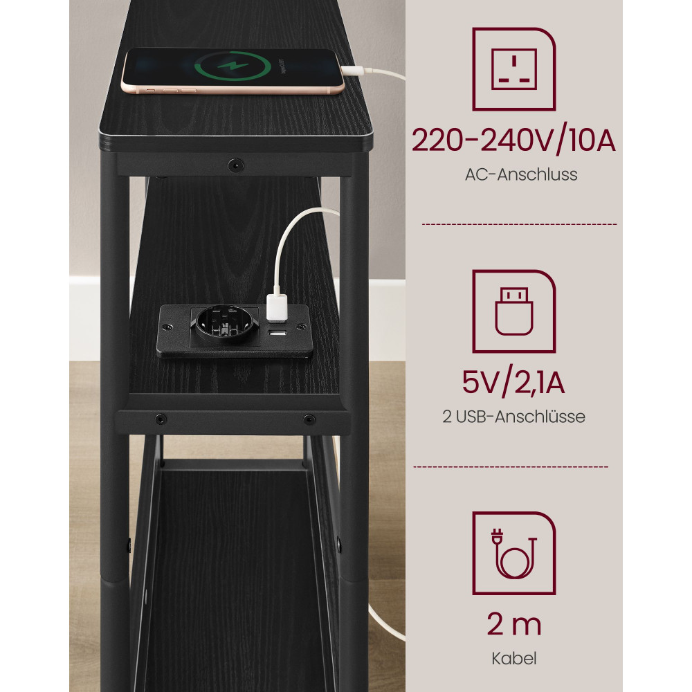 Produktbild för End Table Black 45x18x58cm