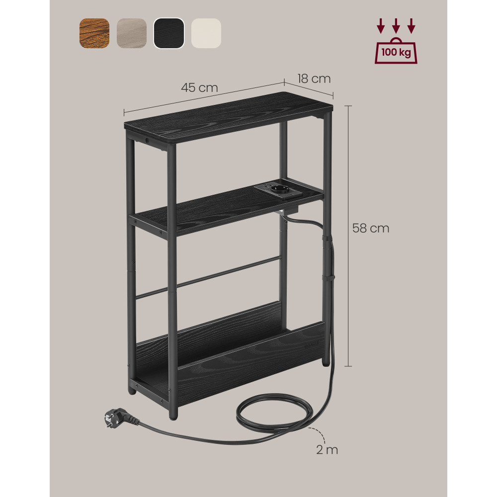 Produktbild för End Table Black 45x18x58cm