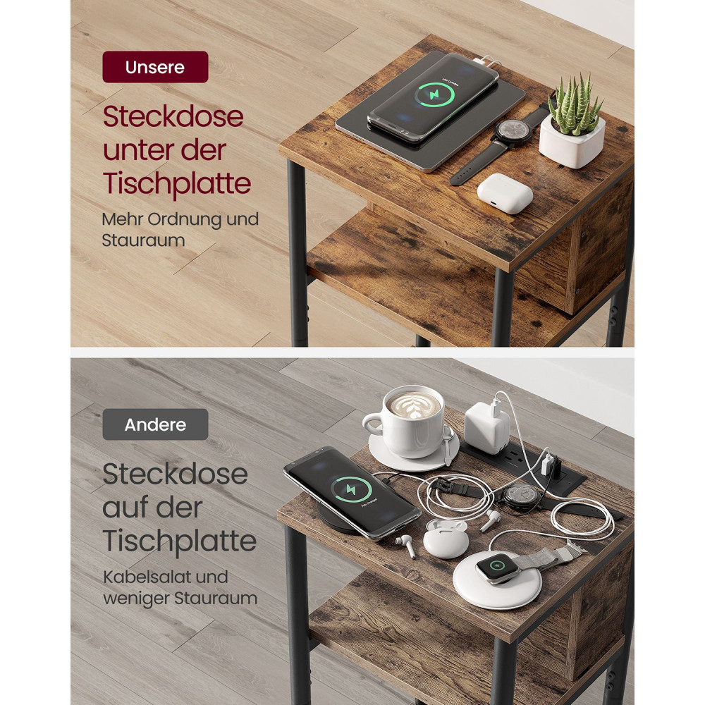 Produktbild för End Table Yellowish Brown 34x30x58cm