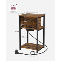 Produktbild för End Table Yellowish Brown 34x30x58cm