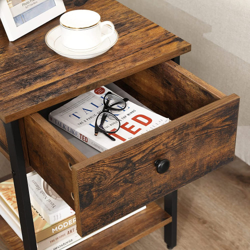 VASAGLE End Table Rustic Brown 40x40x55cm
