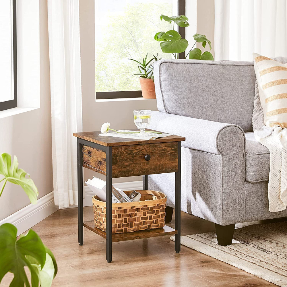 Produktbild för End Table Rustic Brown 40x40x55cm