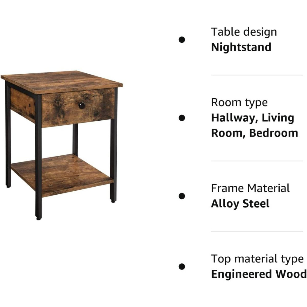 Produktbild för End Table Rustic Brown 40x40x55cm
