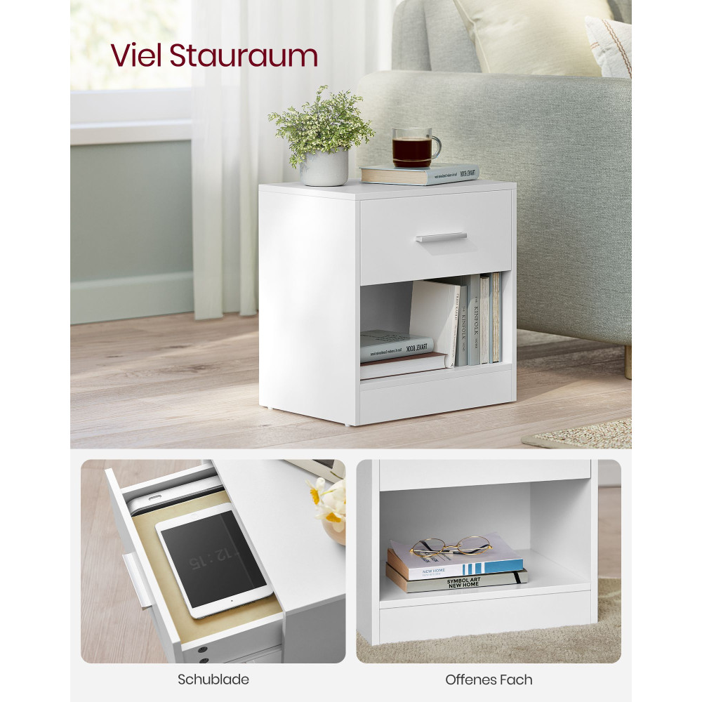 Produktbild för Nightstand White 39x28x41cm