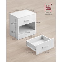Produktbild för Nightstand White 39x28x41cm