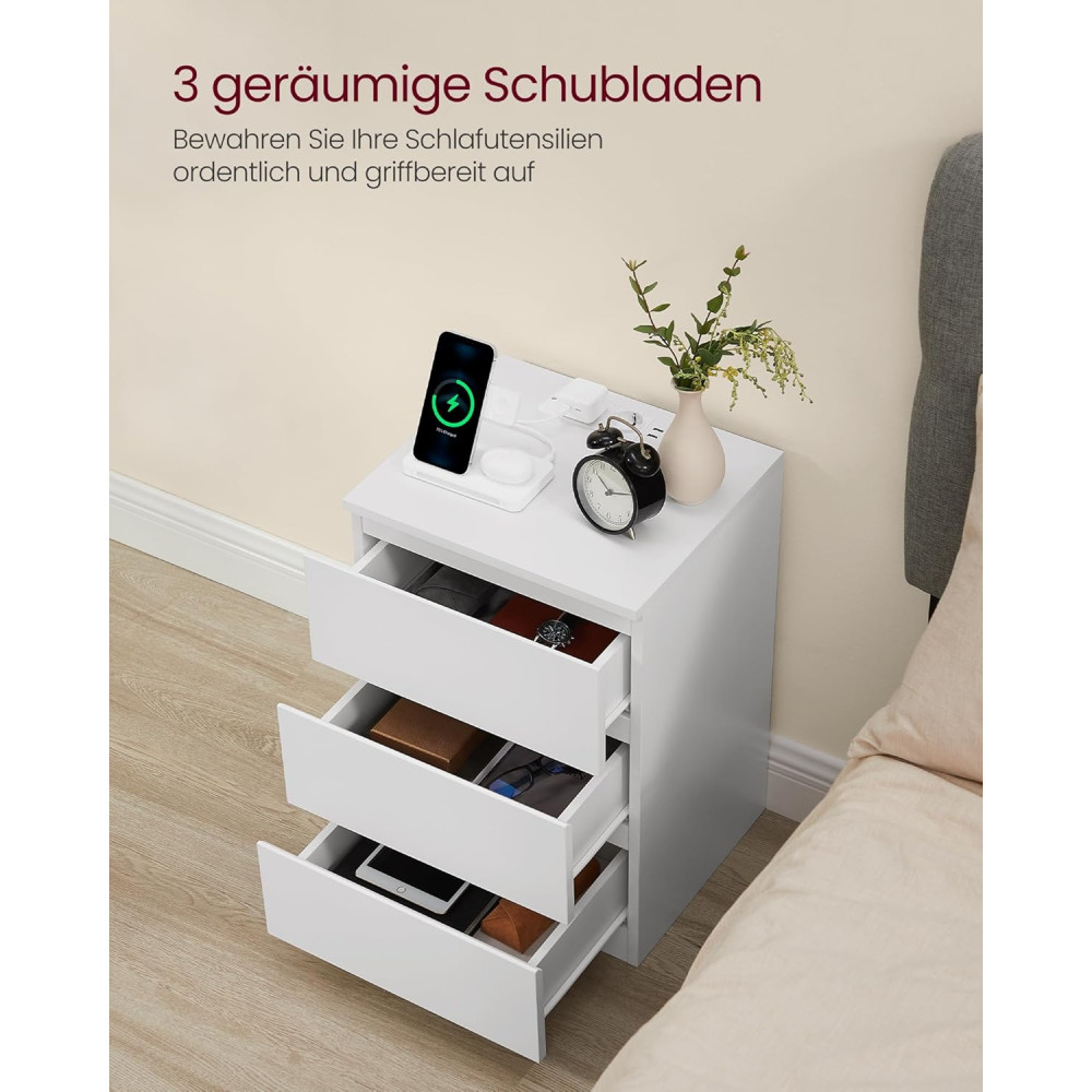 Produktbild för Nightstand White 40x35x59cm