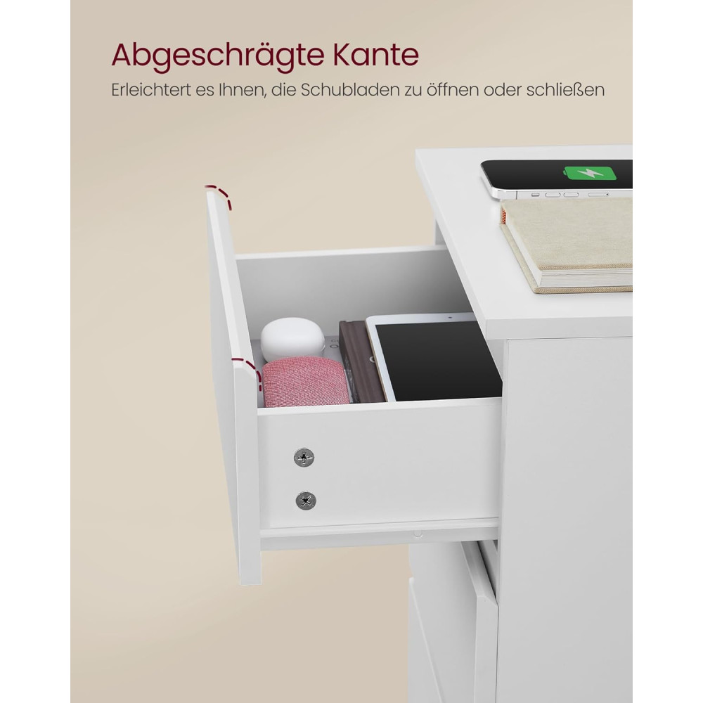 Produktbild för Nightstand White 40x35x59cm
