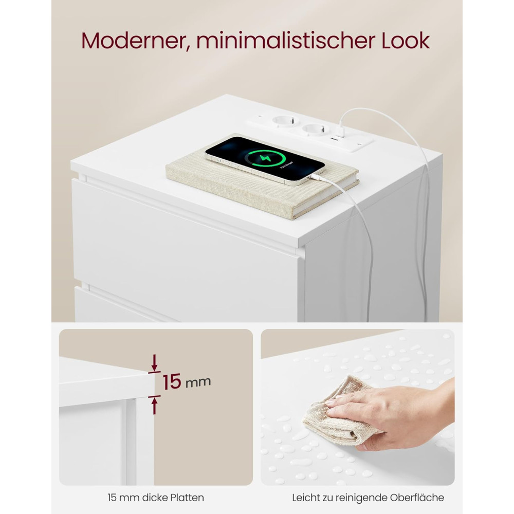 Produktbild för Nightstand White 40x35x59cm