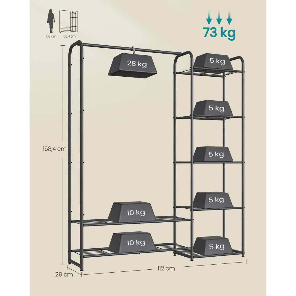 Produktbild för Clothes Rack Black 110x29x158cm