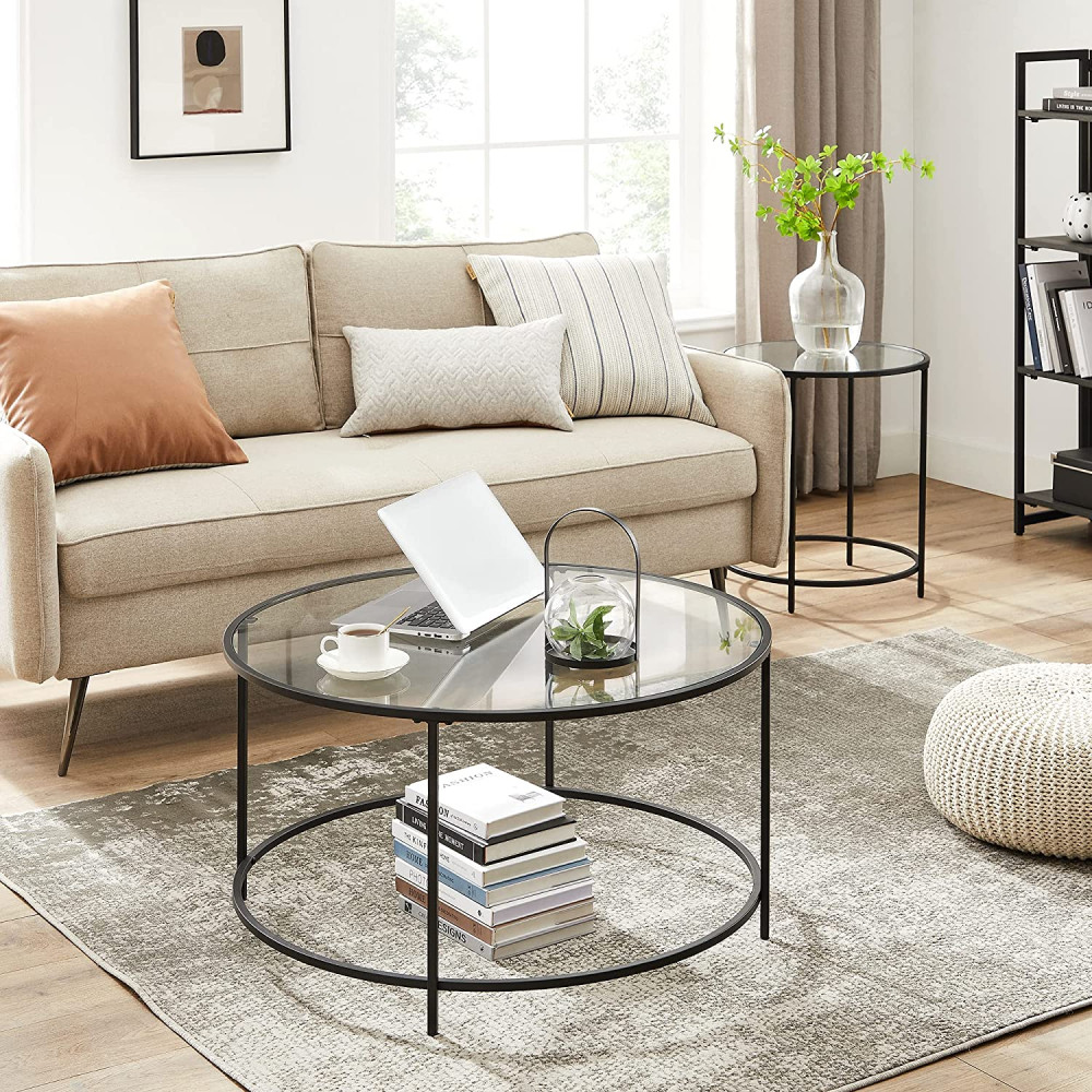 Produktbild för Coffee Table Black 84x84x46cm