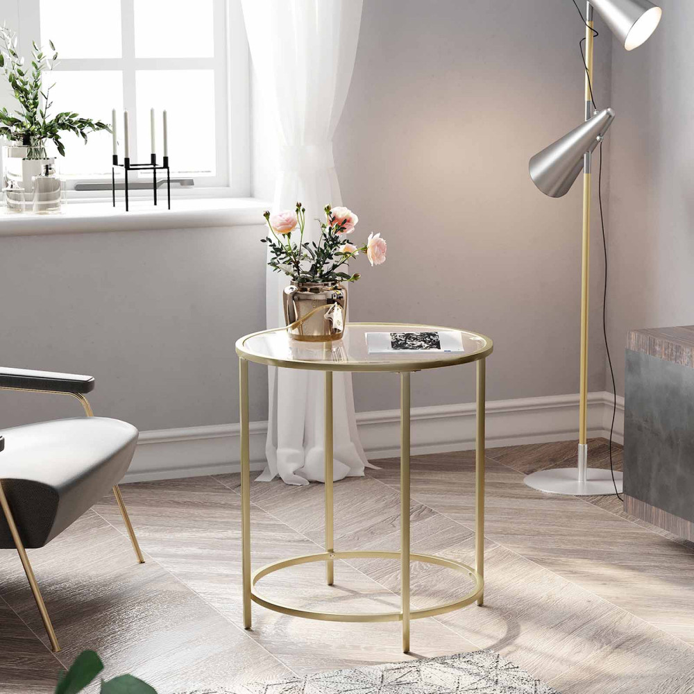 Produktbild för Side Table Gold 50x50x55cm