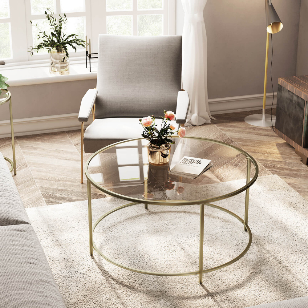 Produktbild för Coffee Table Gold 84x84x46cm
