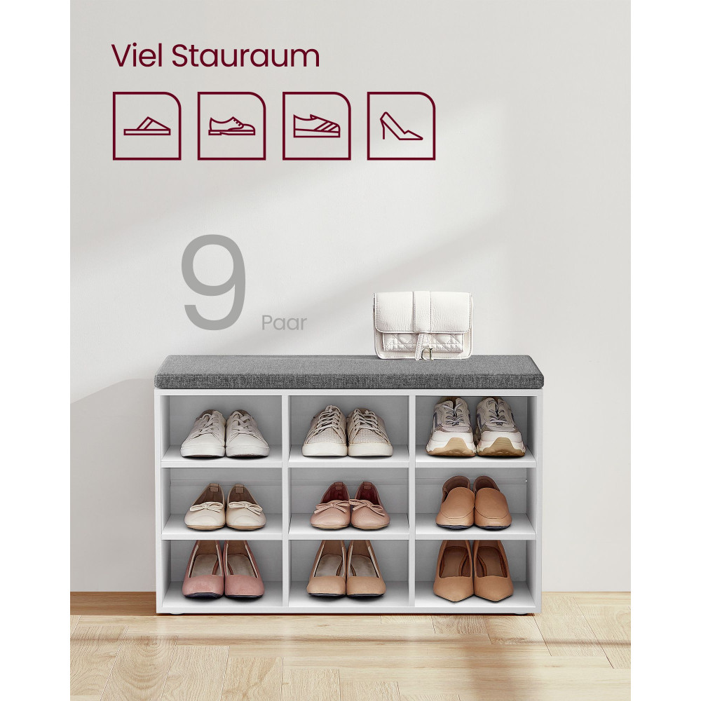 Produktbild för Shoe Bench White 79x30x48cm