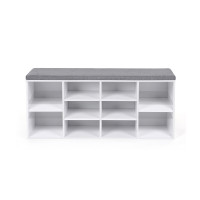 Produktbild för Shoe Bench White 104x30x48cm