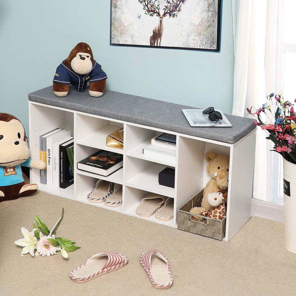 Produktbild för Shoe Bench White 104x30x48cm