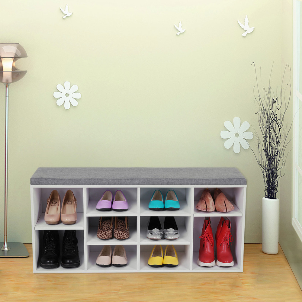 Produktbild för Shoe Bench White 104x30x48cm