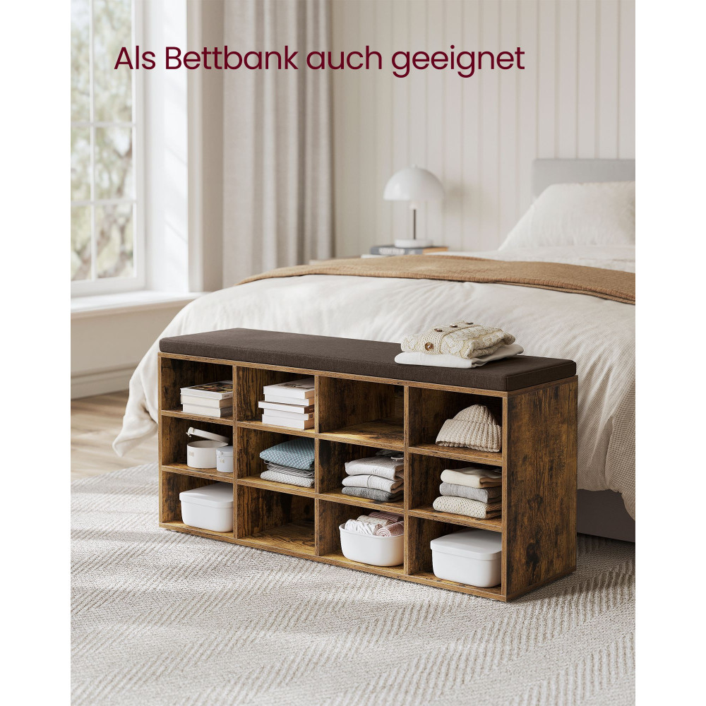 Produktbild för Shoe Bench Yellowish Brown 104x30x48cm