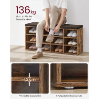 Produktbild för Shoe Bench Yellowish Brown 104x30x48cm