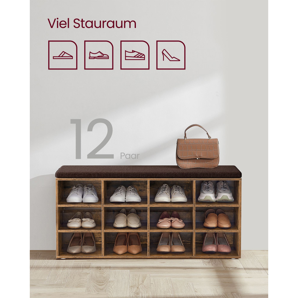 Produktbild för Shoe Bench Yellowish Brown 104x30x48cm