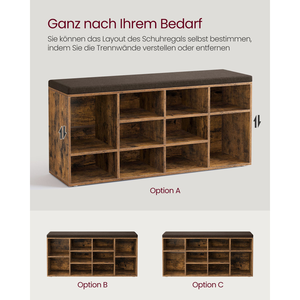 Produktbild för Shoe Bench Yellowish Brown 104x30x48cm