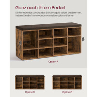 Produktbild för Shoe Bench Yellowish Brown 104x30x48cm