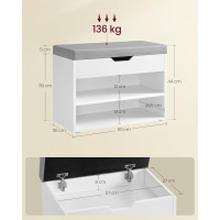 Produktbild för Shoe Bench White 60x30x44cm