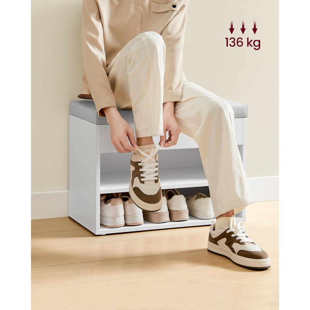 Produktbild för Shoe Bench White 60x30x44cm