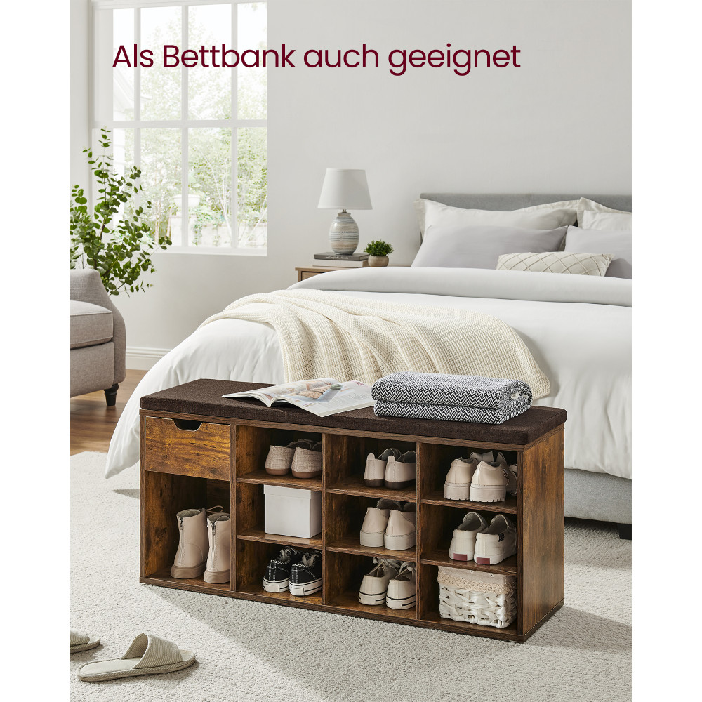 Produktbild för Shoe Bench Yellowish Brown 104x31x48cm