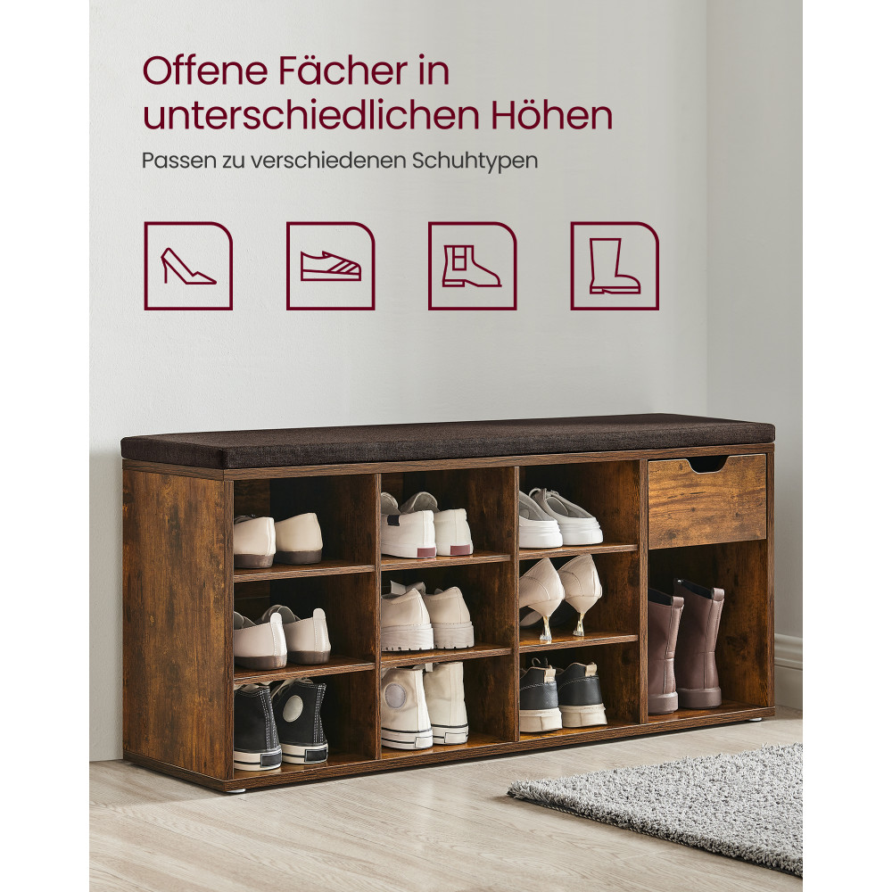 Produktbild för Shoe Bench Yellowish Brown 104x31x48cm