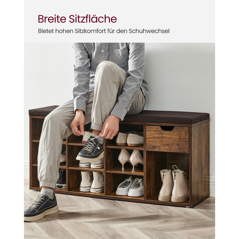 Produktbild för Shoe Bench Yellowish Brown 104x31x48cm