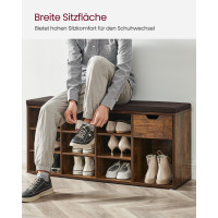 Produktbild för Shoe Bench Yellowish Brown 104x31x48cm