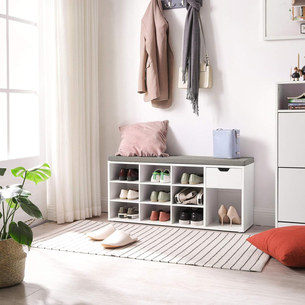 Produktbild för Shoe Bench White, Grey 104x31x48cm