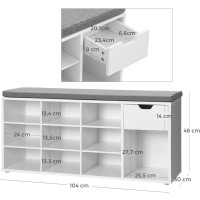 Produktbild för Shoe Bench White, Grey 104x31x48cm