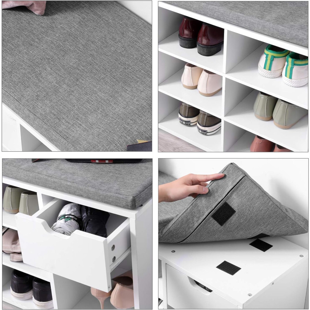 Produktbild för Shoe Bench White, Grey 104x31x48cm