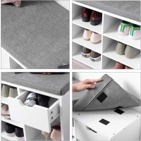 Produktbild för Shoe Bench White, Grey 104x31x48cm