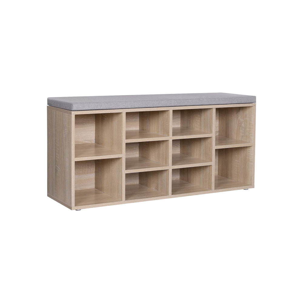 Produktbild för Shoe Cabinet Natural, Gray Cushion 104x30x48cm