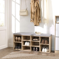 Produktbild för Shoe Cabinet Natural, Gray Cushion 104x30x48cm