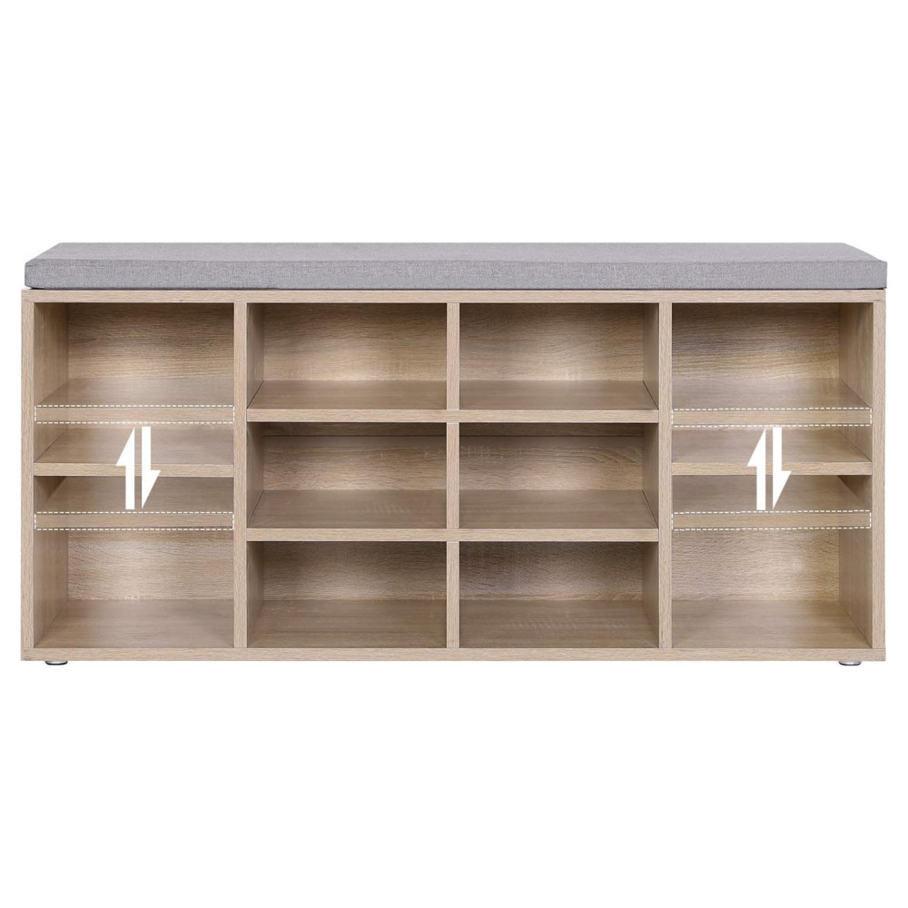 Produktbild för Shoe Cabinet Natural, Gray Cushion 104x30x48cm