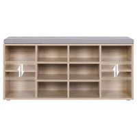 Produktbild för Shoe Cabinet Natural, Gray Cushion 104x30x48cm