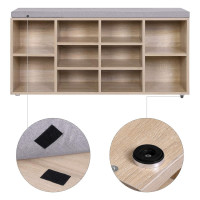 Produktbild för Shoe Cabinet Natural, Gray Cushion 104x30x48cm