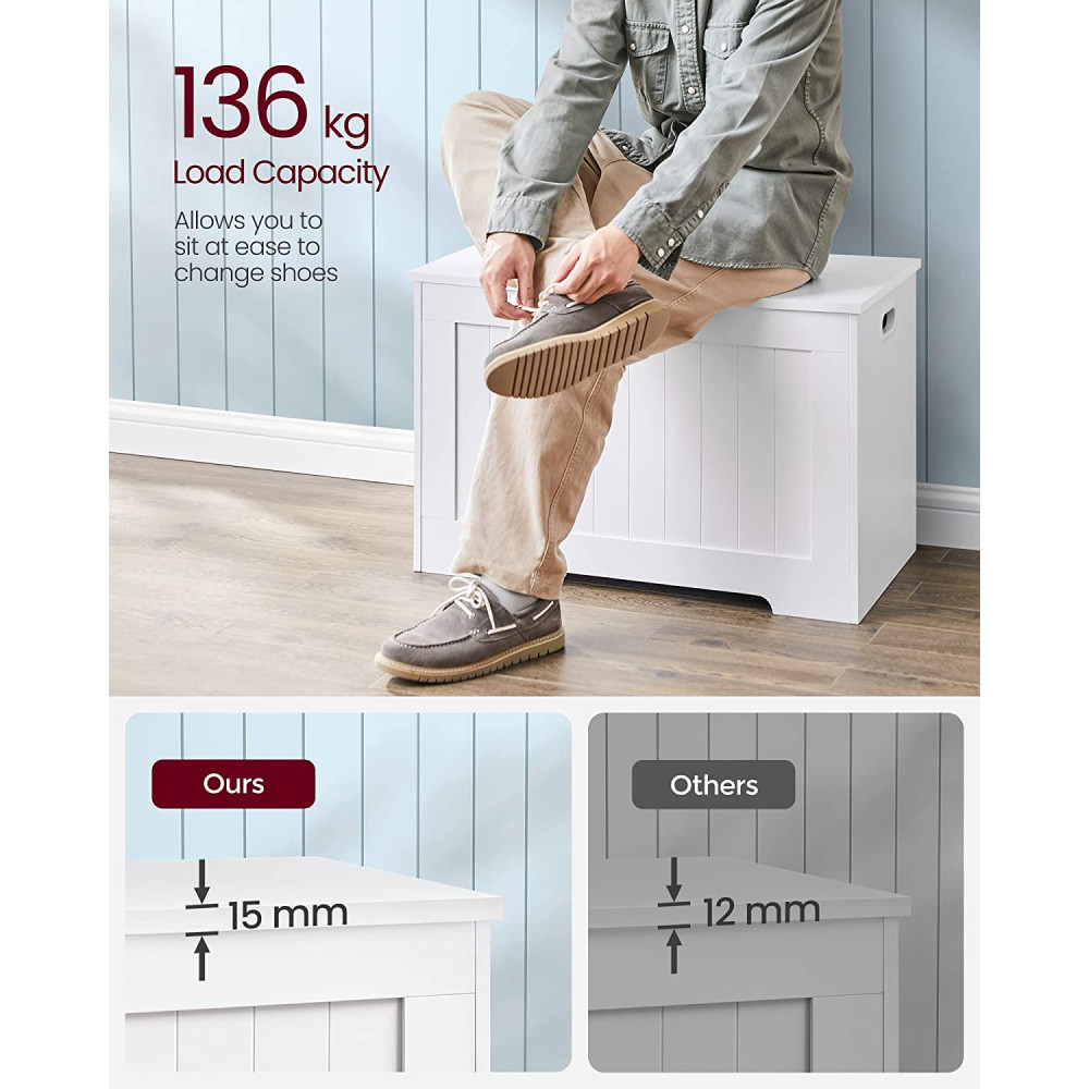 Produktbild för Shoe Bench White 76x40x48cm