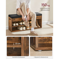Produktbild för Shoe Bench Yellowish Brown 100x30x44cm